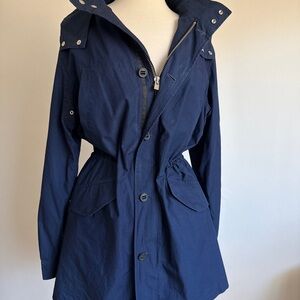 The Kooples Women's Navy Hooded Anorak Jacket - Removable Hood